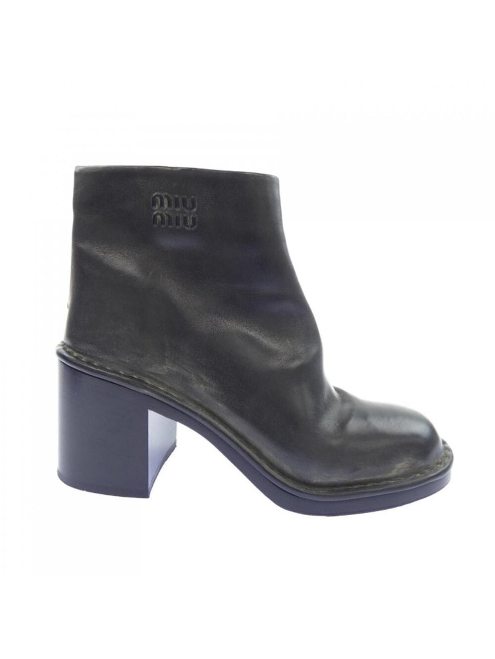 Miu Miu Vintage Wash Smoke Leather Booties Boots